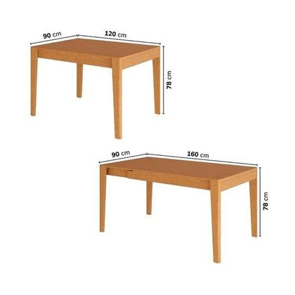 Imagem de Kit Mesa de Jantar Extensível Retangular Tarsila e 4 Cadeiras Pequi CabeCasa MadeiraOriginals