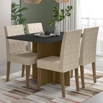Imagem de Kit Mesa de Jantar Helo Com Vidro 120x90 com 4 Cadeiras Jade