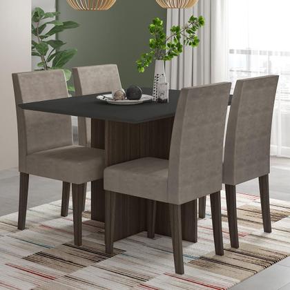 Imagem de Kit Mesa de Jantar Helo Com Vidro 120x90 com 4 Cadeiras Josi