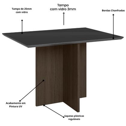 Imagem de Kit Mesa de Jantar Helo Com Vidro 120x90 com 4 Cadeiras Josi