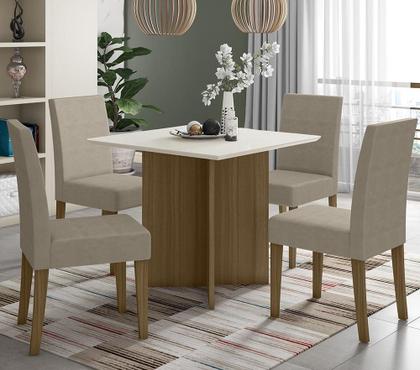 Imagem de Kit Mesa de Jantar Helo Sem Vidro 90x90 com 4 Cadeiras Josi