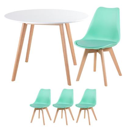Imagem de Kit - Mesa de jantar Leda 100 cm + 3 cadeiras estofadas Leda