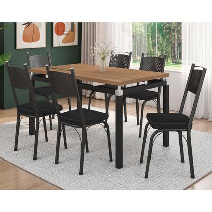 Imagem de Kit Mesa de Jantar Marva 136cm com 06 Cadeiras Virginia Preto Ferro Preto - Pallazio