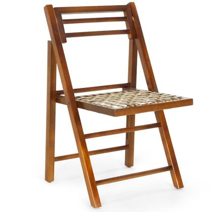 Imagem de Kit Mesa de Jantar Redonda Rústica Castanho 78cm com 4 Cadeiras Dobráveis de Corda Náutica - Castanho