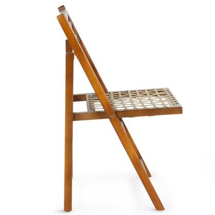 Imagem de Kit Mesa de Jantar Redonda Rústica Castanho 78cm com 4 Cadeiras Dobráveis de Corda Náutica - Castanho