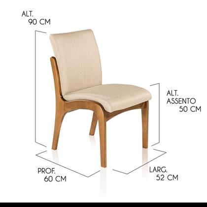 Imagem de Kit Mesa de Jantar Retangular Lisboa com 6 Cadeiras Madeira Imbuia Linho Bege M58 RMI