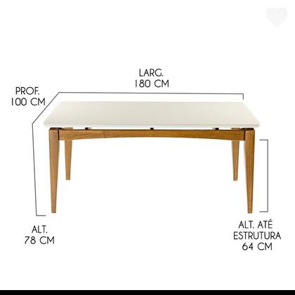 Imagem de Kit Mesa de Jantar Retangular Lisboa com 6 Cadeiras Madeira Imbuia Linho Bege M58 RMI