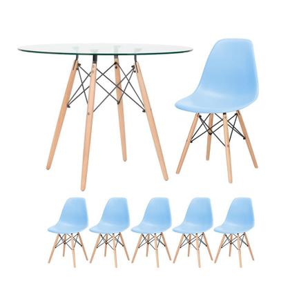Imagem de KIT - Mesa de vidro Eames 100 cm + 5 cadeiras Eiffel DSW