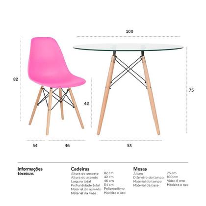 Imagem de KIT - Mesa de vidro Eames 100 cm + 5 cadeiras Eiffel DSW