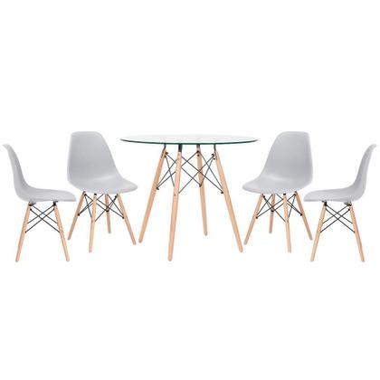 Imagem de KIT - Mesa de vidro Eames 90 cm + 4 cadeiras Eiffel DSW