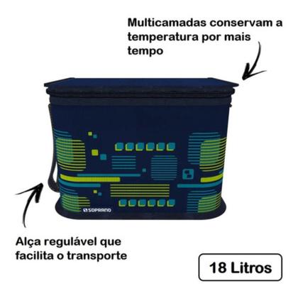 Imagem de Kit Mesa Desmontável + Bolsa Térmica 18L Soprano com Isolamento Térmico Mesinha Multiuso Praia Camping Piscina