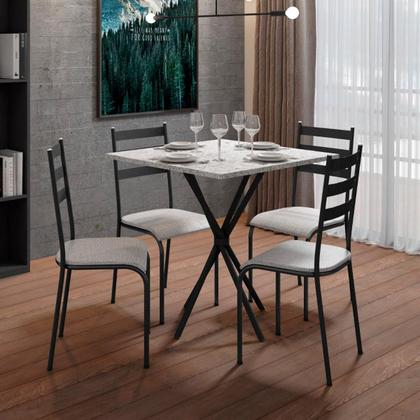 Imagem de Kit Mesa Diamante 541 Sala de Jantar 4 Cadeiras Pés Tubular
