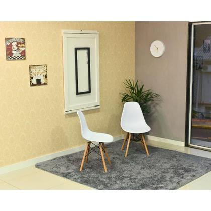 Imagem de Kit Mesa Dobrável Retrátil 120x75 Branca + 2 Cadeiras Charles Eames Branca