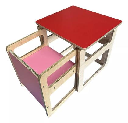 Imagem de Kit Mesa E Cadeira Montessoriano Infantil Cubo CM2020 - Color Mobile