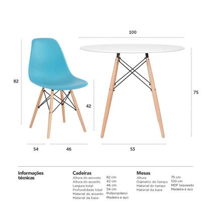 Imagem de KIT - Mesa Eames 100 cm + 4 cadeiras Eames Eiffel DSW