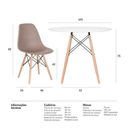 Imagem de KIT - Mesa Eames 100 cm + 4 cadeiras Eames Eiffel DSW