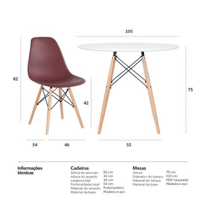 Imagem de KIT - Mesa Eames 100 cm + 4 cadeiras Eames Eiffel DSW