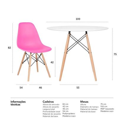 Imagem de KIT - Mesa Eames 100 cm + 4 cadeiras Eames Eiffel DSW