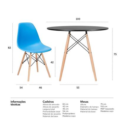 Imagem de KIT - Mesa Eames 100 cm + 4 cadeiras Eames Eiffel DSW