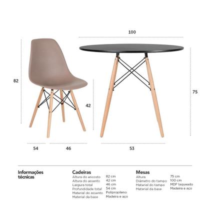 Imagem de KIT - Mesa Eames 100 cm + 4 cadeiras Eames Eiffel DSW