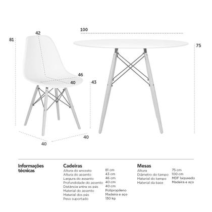 Imagem de KIT - Mesa Eames 100 cm + 4 cadeiras Eames Eiffel DSW