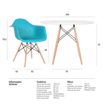 Imagem de KIT - Mesa Eames 100 cm + 4 cadeiras Eiffel DAW