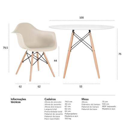 Imagem de KIT - Mesa Eames 100 cm + 4 cadeiras Eiffel DAW