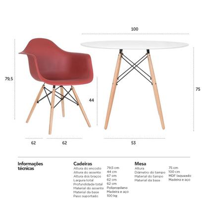 Imagem de KIT - Mesa Eames 100 cm + 4 cadeiras Eiffel DAW