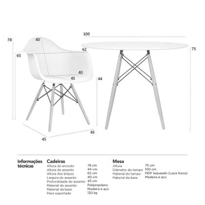Imagem de KIT - Mesa Eames 100 cm + 4 cadeiras Eiffel DAW