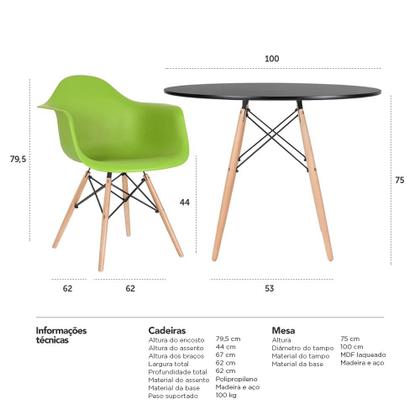 Imagem de KIT - Mesa Eames 100 cm + 4 cadeiras Eiffel DAW
