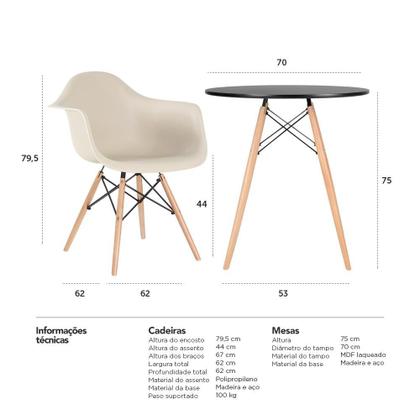 Imagem de KIT - Mesa Eames 70 cm + 4 cadeiras Eiffel DAW com braços