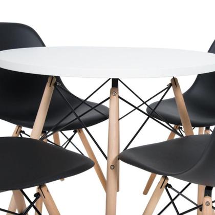 Imagem de Kit Mesa Eames 90 Cm Branco 4 Cadeiras Eiffel Dsw Preto