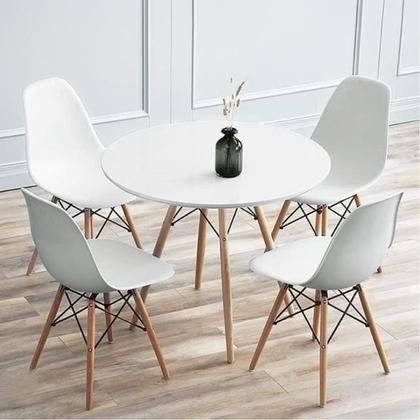 Imagem de Kit Mesa Eiffel Branca e 04 Cadeiras Eiffel Brancas