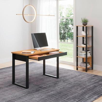 Imagem de Kit Mesa Escrivaninha c/ Gaveta e Estante Nicho 100% Mdf