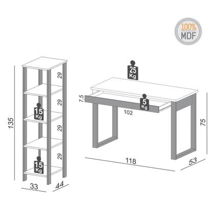 Imagem de Kit Mesa Escrivaninha c/ Gaveta e Estante Nicho 100% Mdf