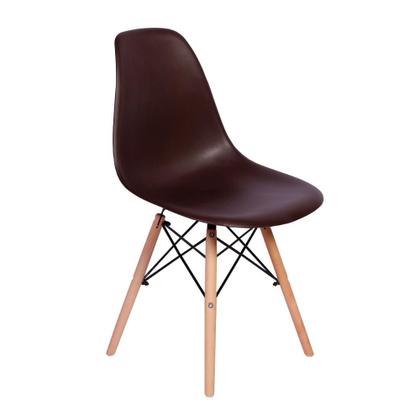 Imagem de Kit Mesa Jantar Eiffel 100cm Branca + 03 Cadeiras Charles Eames - Marrom