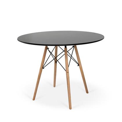 Imagem de Kit Mesa Jantar Eiffel 120cm Preta + 6 Cadeiras Charles Eames - Branca