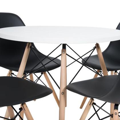 Imagem de Kit Mesa Jantar Eiffel 90cm Branca + 4 Cadeiras Eames Eiffel Pretas