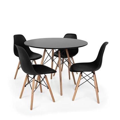 Imagem de Kit Mesa Jantar Eiffel 90Cm Preta + 4 Cadeiras Charles Eames