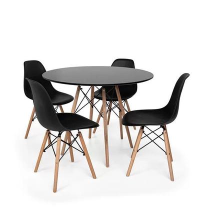 Imagem de Kit Mesa Jantar Eiffel 90cm Preta + 4 Cadeiras Eames Eiffel Pretas