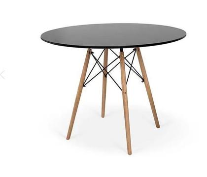 Imagem de Kit Mesa Jantar Eiffel 90Cm Preta + 4 Cadeiras Eames Eiffel