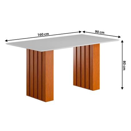 Imagem de Kit Mesa Jantar Santiago 160 Com Tampo de Vidro e 6 Cadeiras