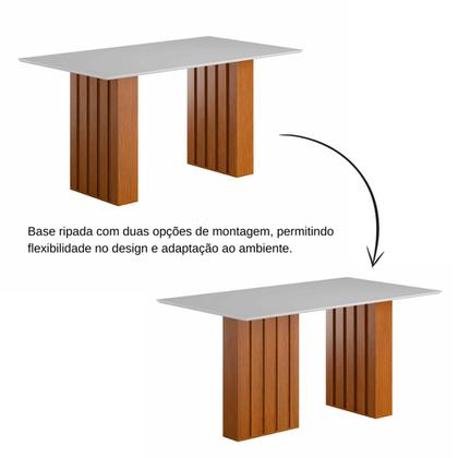 Imagem de Kit Mesa Jantar Santiago 160 Com Tampo de Vidro e 6 Cadeiras