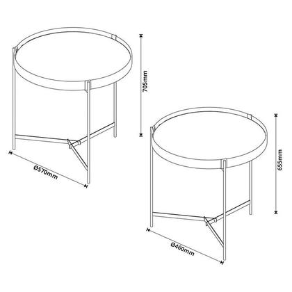 Imagem de Kit Mesa Lateral Aqua com Vidro Off White Cobre - Imcal
