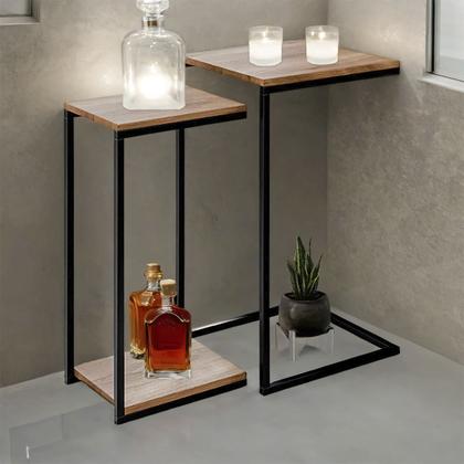 Imagem de kit Mesa Lateral ou Canto para Sala ou Auxiliar Apoio de Sofá Aurora - ÉdeCasaMóveis