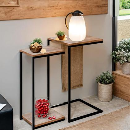 Imagem de kit Mesa Lateral ou Canto para Sala ou Auxiliar Apoio de Sofá Aurora - ÉdeCasaMóveis