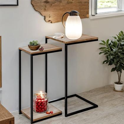 Imagem de kit Mesa Lateral ou Canto para Sala ou Auxiliar Apoio de Sofá Aurora - ÉdeCasaMóveis