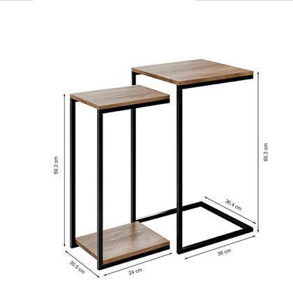 Imagem de kit Mesa Lateral ou Canto para Sala ou Auxiliar Apoio de Sofá Aurora - ÉdeCasaMóveis