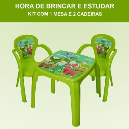 Imagem de Kit Mesa Mesinha Com 2 Cadeiras Infantil Desenho Decorada Resistente Brincar Estudar