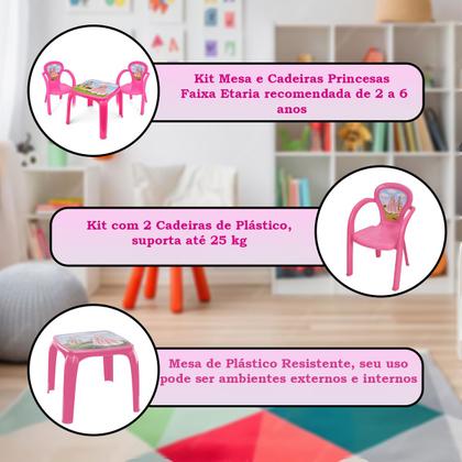 Imagem de Kit Mesa Mesinha Com 2 Cadeiras Infantil Desenho Decorada Resistente Brincar Estudar